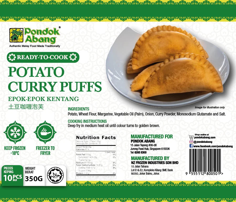 PONDOK ABANG, Curry Puffs Potato, 10pcs, 350g