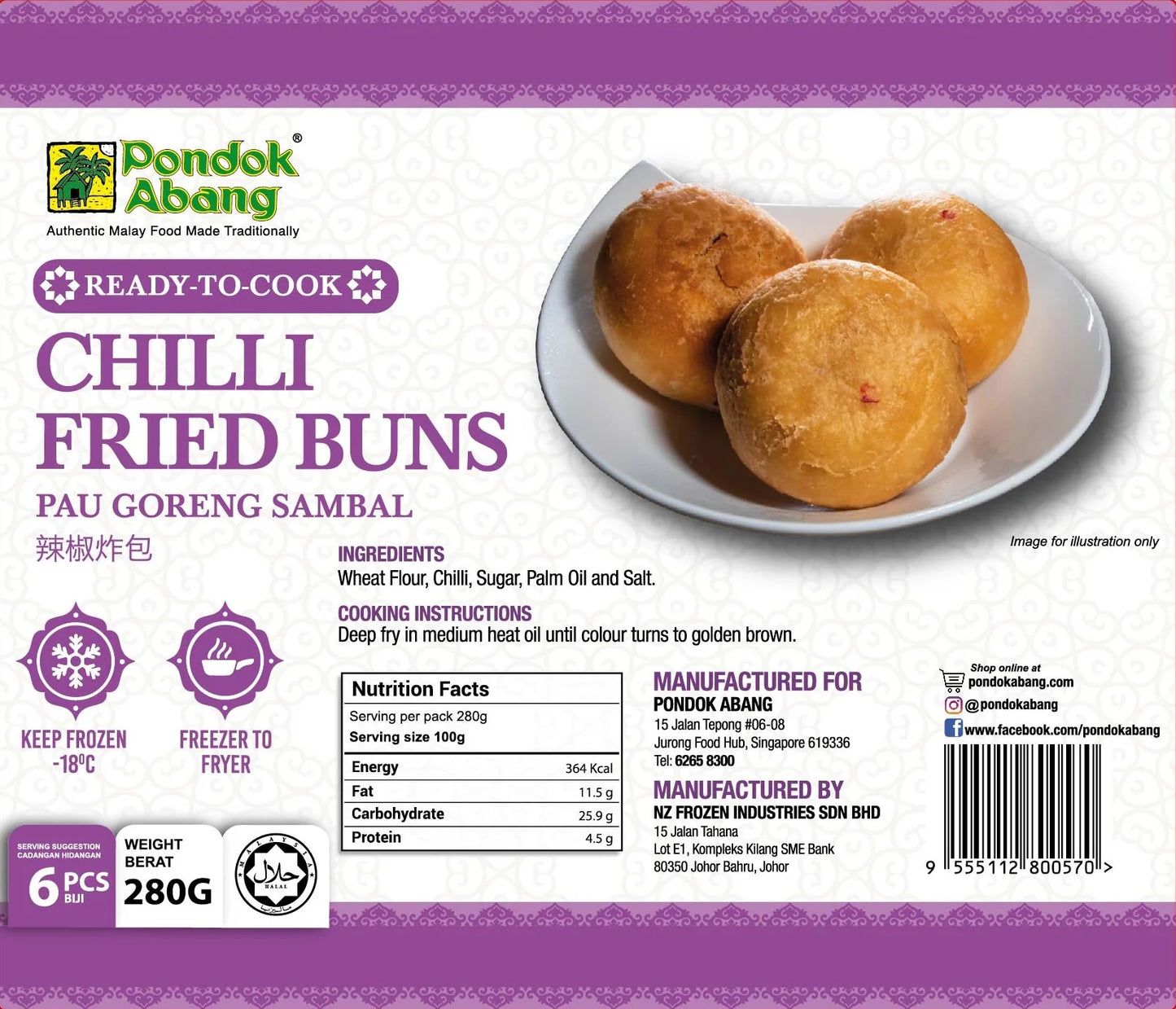 PONDOK ABANG, Fried Bun Chilli, 6pcs, 280g