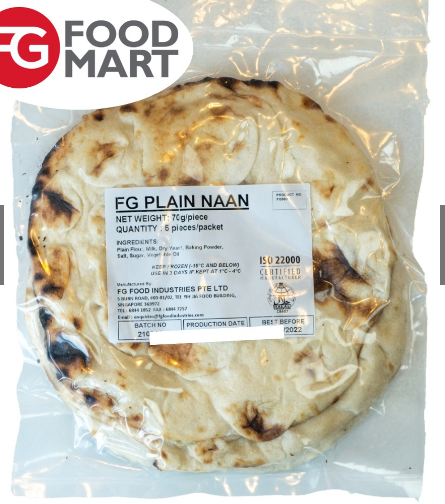 FG Plain Naan 70gm (baked/frozen) , 10pkt (5pcs)
