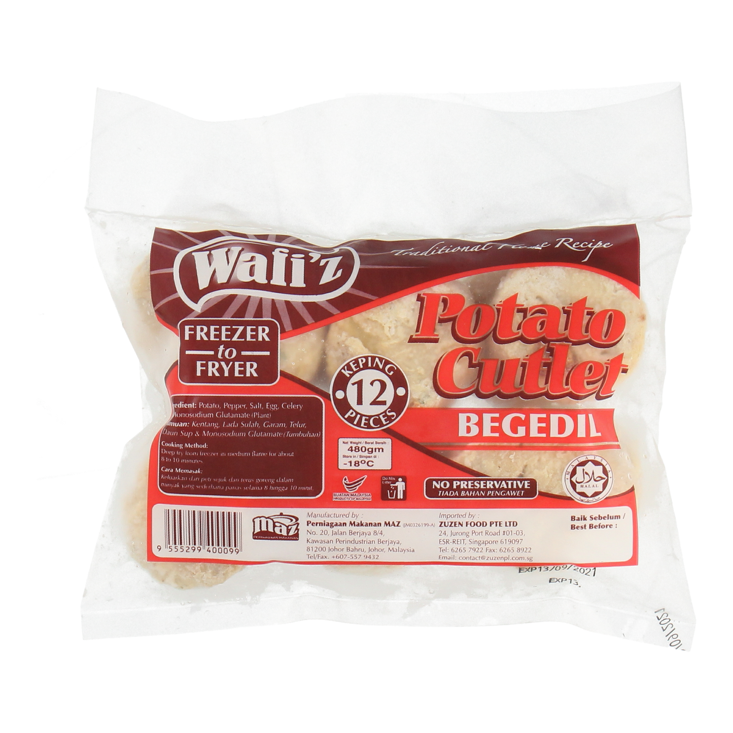 ZUZEN WAFI'Z, Bergedil 40g x 12pcs (480g)