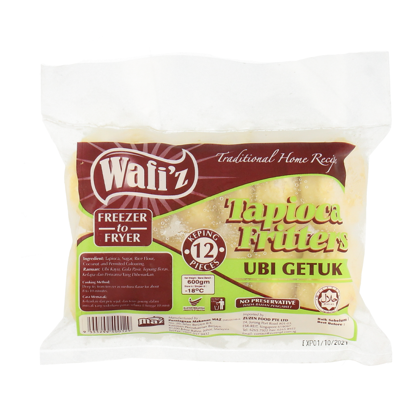 ZUZEN WAFI'Z, Tapioca Fritters 50g x 12pcs (600g)